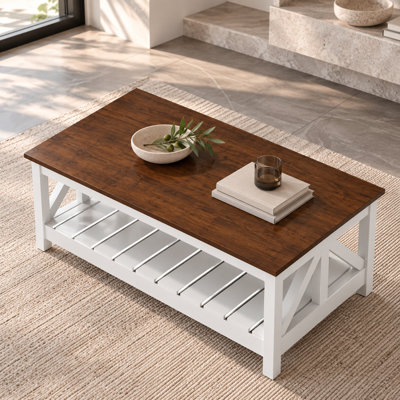 39" Rectangular Farm House Coffee Table with Storage
