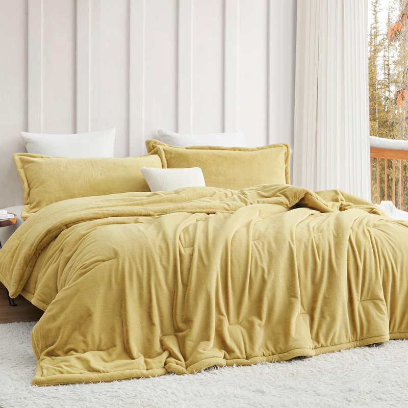 Ensemble d'édredon surdimensionné Coma, Édredon pour grand lit + 2 taies décoratives sta, Jaune