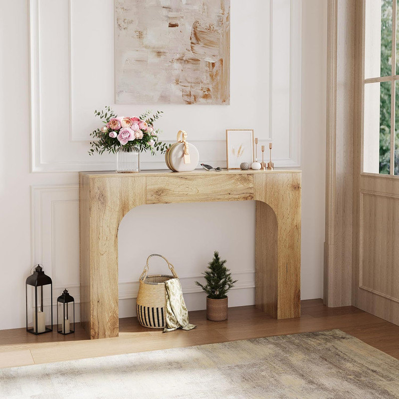 Console Table, 83.5cm H x 120cm W x 30cm D, Natural Wood