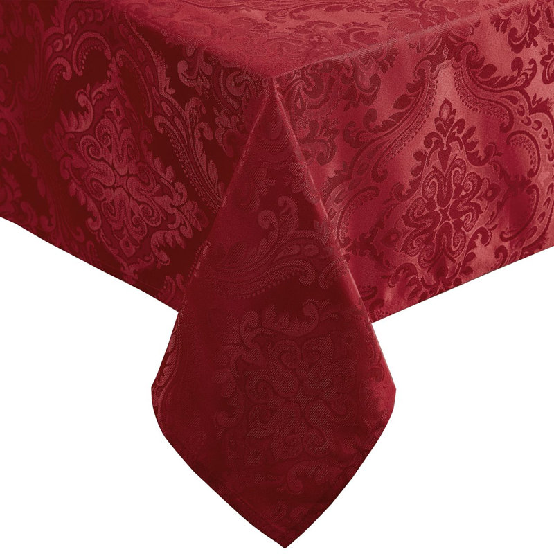 Corson Woven Damask Jacquard Polyester Tablecloth, Red, 52" L x 52" W Square