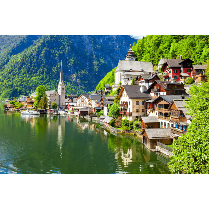 Hallstatt, vieille ville, Autriche - photographie sur toile tendue, H 8 po x l 12 po