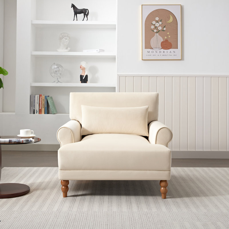 Chaise avec accoudoirs circulaires Mirod, Velours beige
