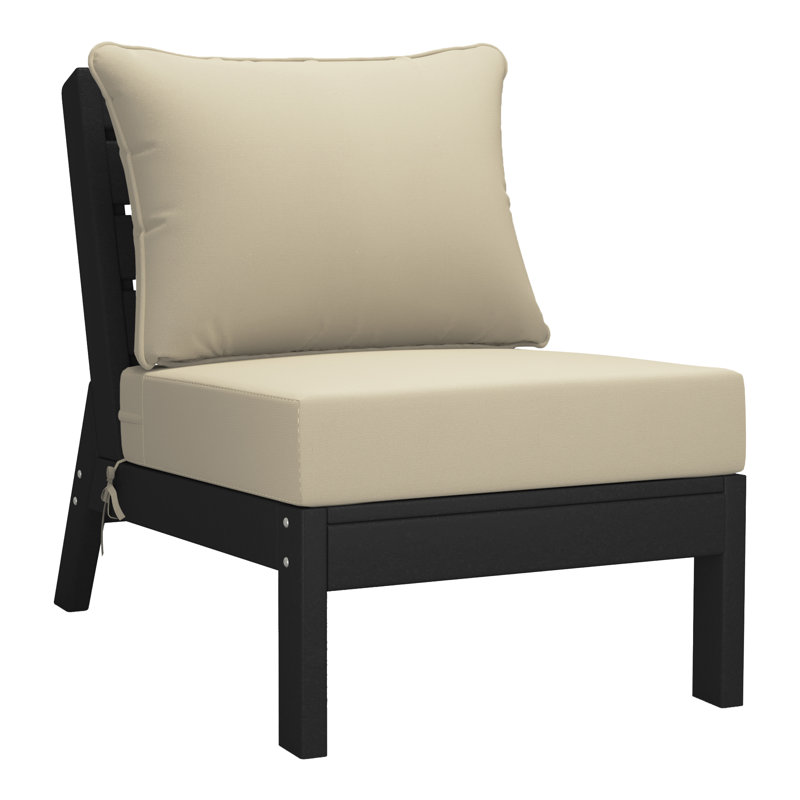 3-Piece Deep Seating Set With Cushions, Black, Beige