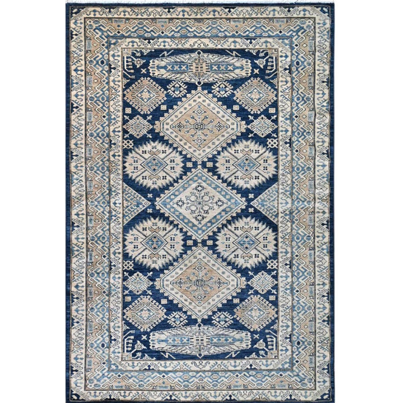 Transitional One-of-a-Kind Rectangle 5'11" X 8'5" Wool Area Rug Blue
