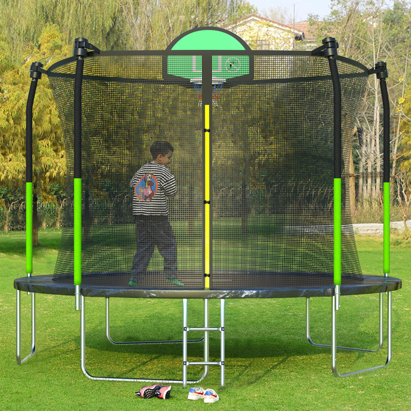 AOTOB Round Backyard Trampoline with Safety Enclosure