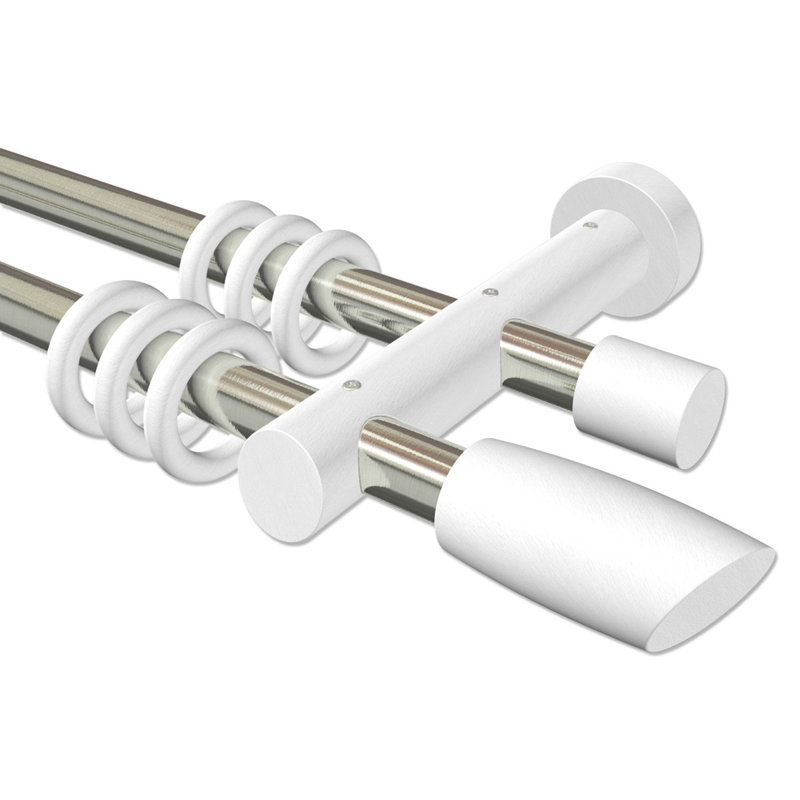 Tignall 2cm Double Curtain Pole, 5cm H x 420cm W x 18cm D