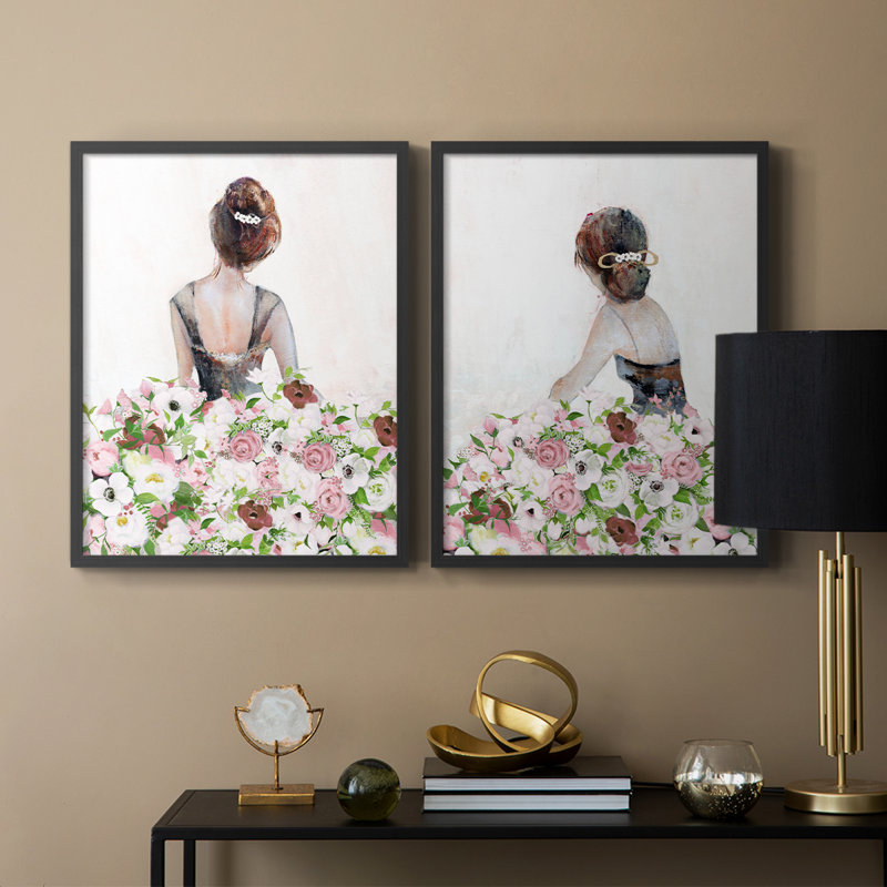 Magnifique Contemplation florale I - impression encadrée de qualité supérieure - prête à être accrochée - aucun clou requis - aucun clou requis