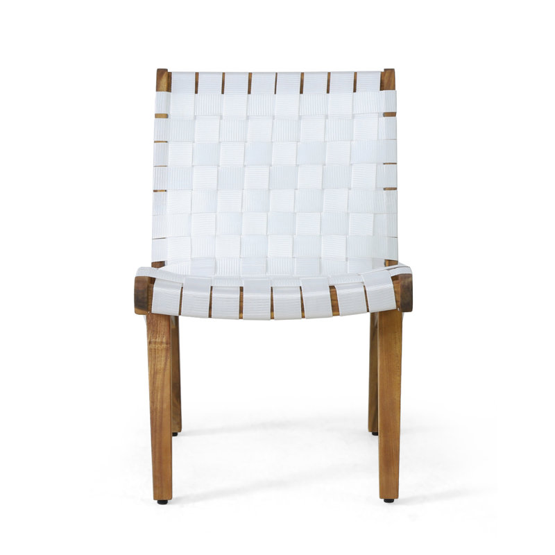 Fermont Outdoor Armless Lounge Chair, Brown Frame/White Seat