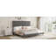 Structure de très grand lit avec tête de lit réglable, structure de lit très grand avec plateforme en velours, capitonnage à rainures verticales, lattes de bois robustes, aucun sommier requis, assemblage facile, gris-118103177-118103172