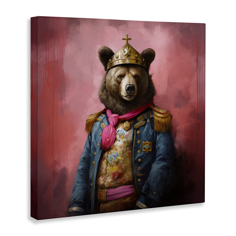Art mural sur toile, "Regal Bear" par Lazar Studio, H 36 po x l 36 po