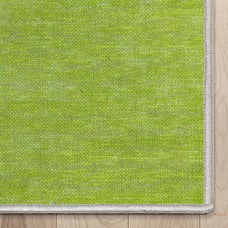 Kehr Avocado Novelty Green Printed Distressed Machine Washable Area Rug, Rectangle 5' x 7'