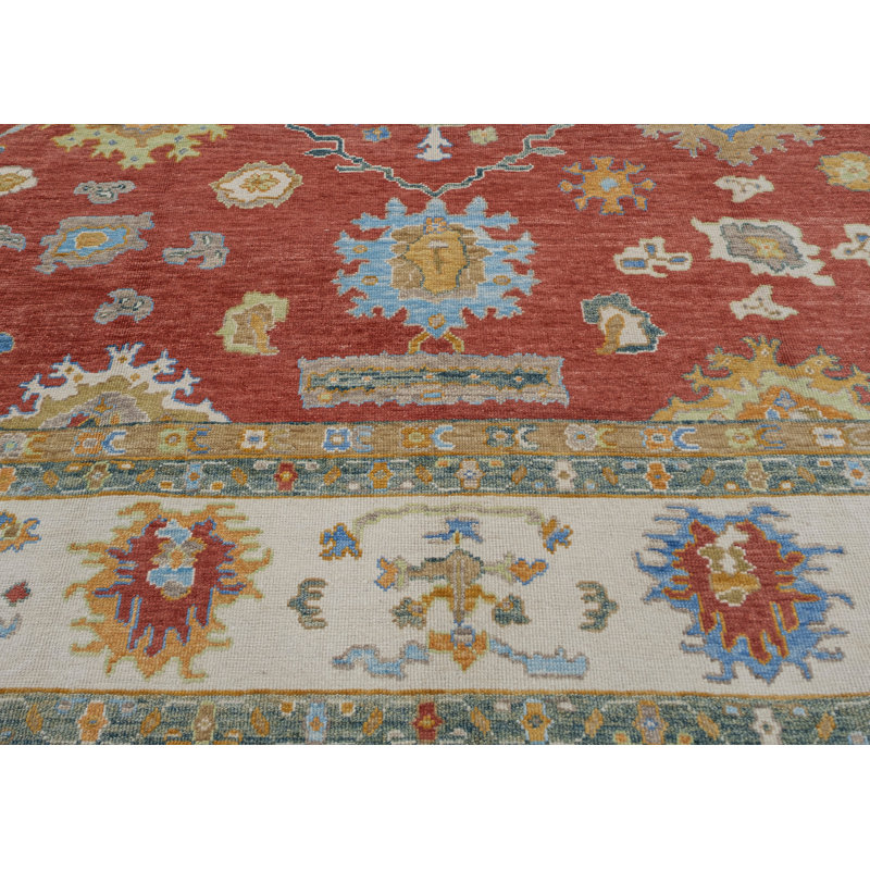 Tapis turc Oushak fait à la main 12 pi x 14 pi 11 po