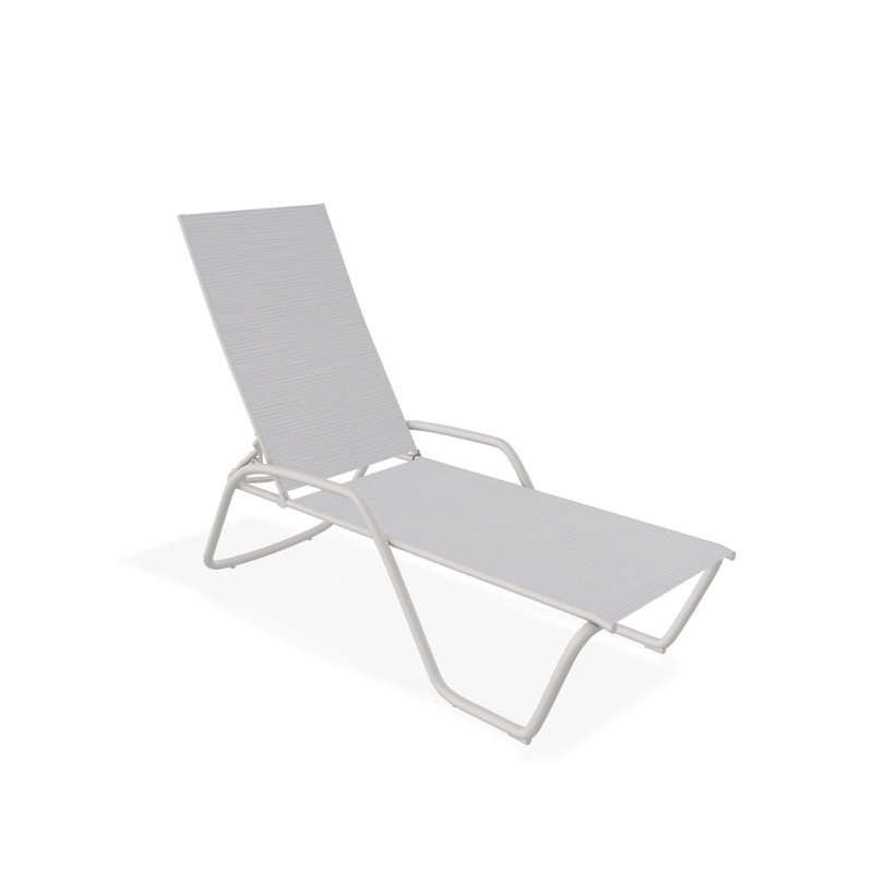 Outdoor Rust-Resistant Metal Chaise Lounge, Textured Snow, Abalone