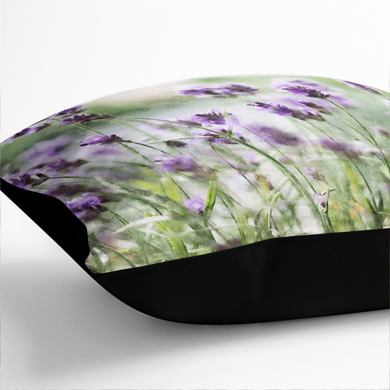 Lavender Vol.1 Painting Square Throw Cushion, Black, 55cm H x 55cm W x 20cm D