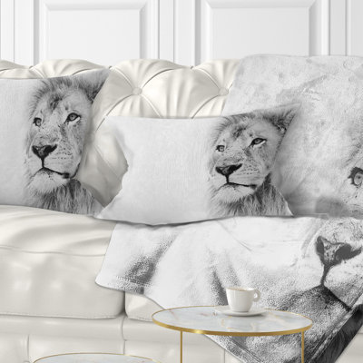 Bannière «Lion Face on Card» - coussin imprimé animal