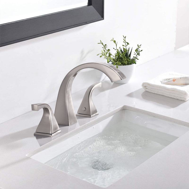 Widespread 2-handle Bathroom Faucet with Drain Assembly, Brushed Nickel
