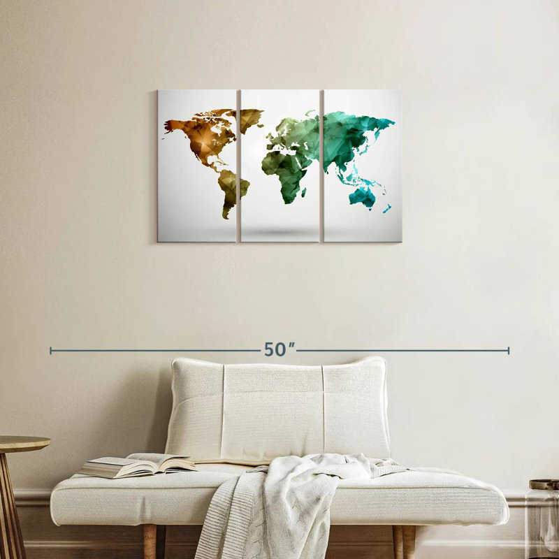 Aliaz Modern Abstract World Map, 20" H x 33" W