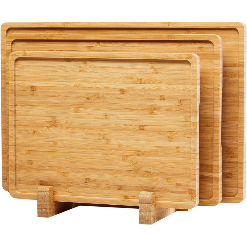  Ensemble de 3 pièces, planche à découper de 0,8 po d'épaisseur avec support en bois