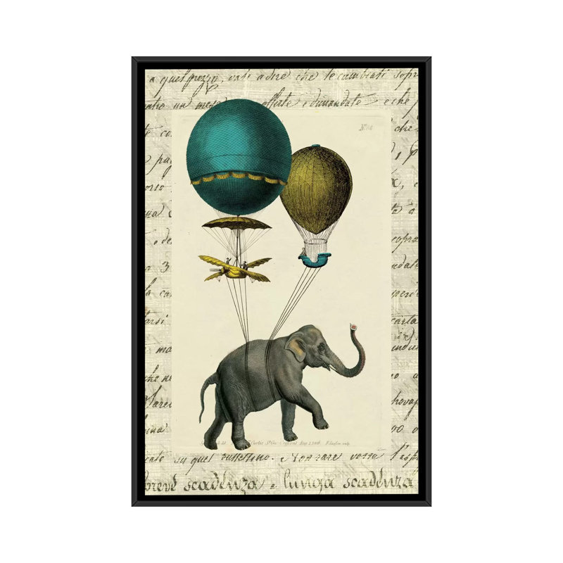 "éléphante i" , impression sur toile tendue, H 26 po x l 18 po x P 1,5 po, Toile encadrée noire, Pas de tapis