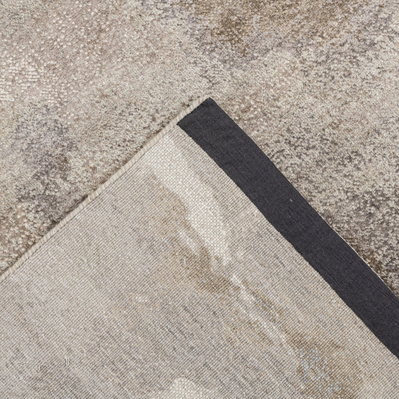Brown Contemporary Silk Rug - 9' x 12'