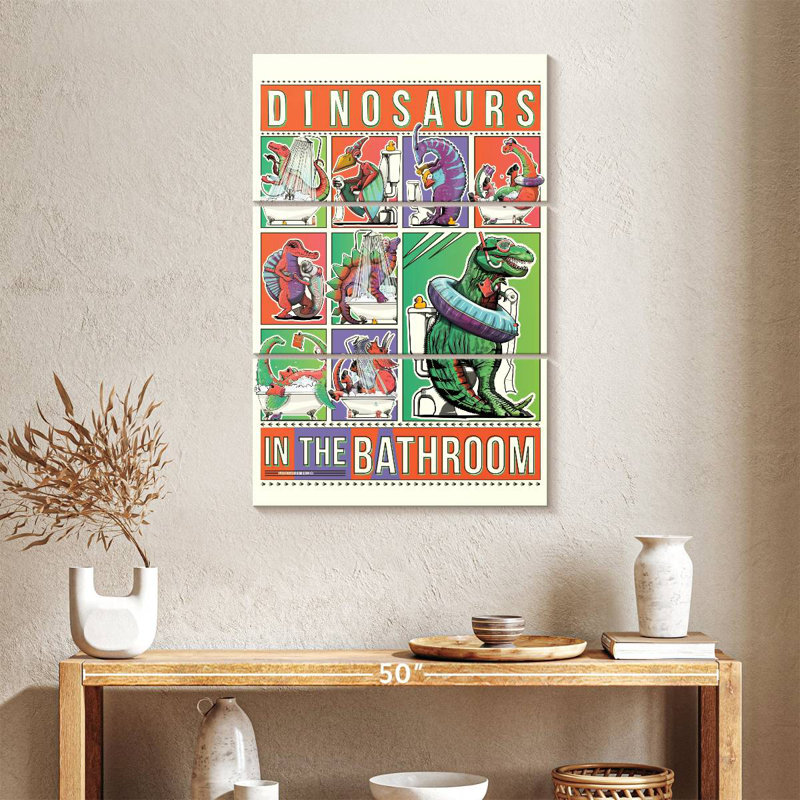 Brampt Dinosaurs In The Bathroom, 38" H x 24" W
