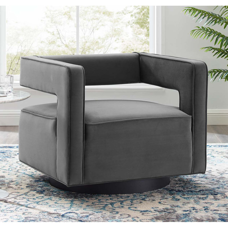 Fauteuil pivotant en velours Booth Performance, Gris