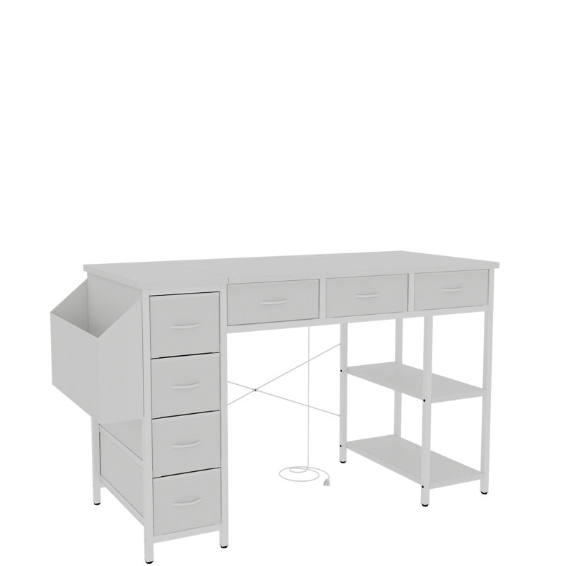 Bureau d'ordinateur 47 "avec prise de courant, Blanc