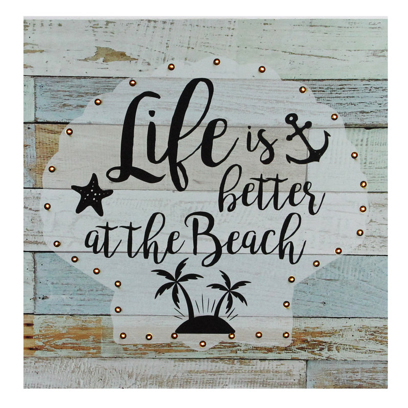 Plaque murale de plage lumineuse à piles 12 po x 12 po