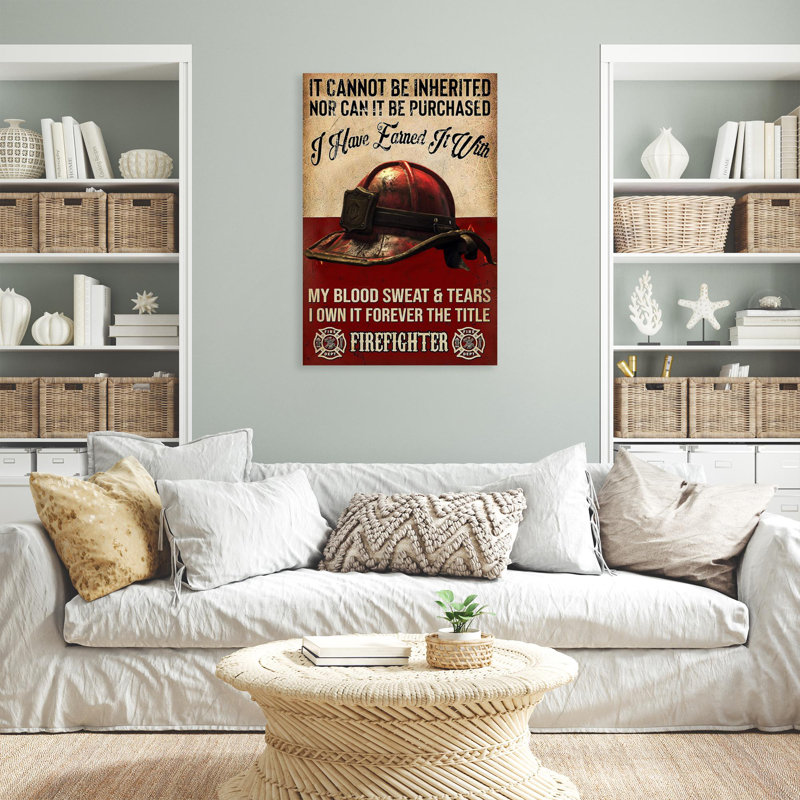 Pompier sur toile, impression, H 36 po x l 24 po x P 1,25 po