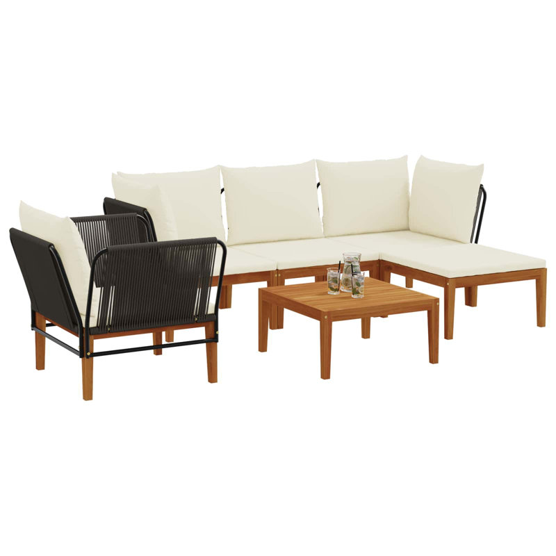  Garden Lounge Set Solid Acacia Wood & Rope Sofa Outdoor Furniture Patio
