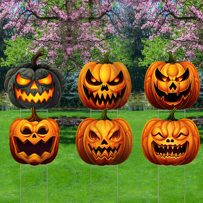 Citrouille d'Halloween effrayante citrouille effrayante citrouille d'Halloween 6Pack Coroplast imperméable