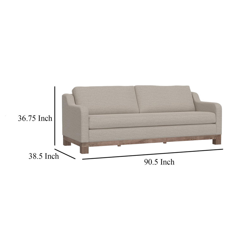 Canapé à 2 coussins Sama, coussins décoratifs, polyester 91 pouces, Beige huître