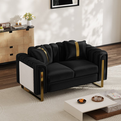 67" Gradient Velvet Loveseat with Gold Accent Arms