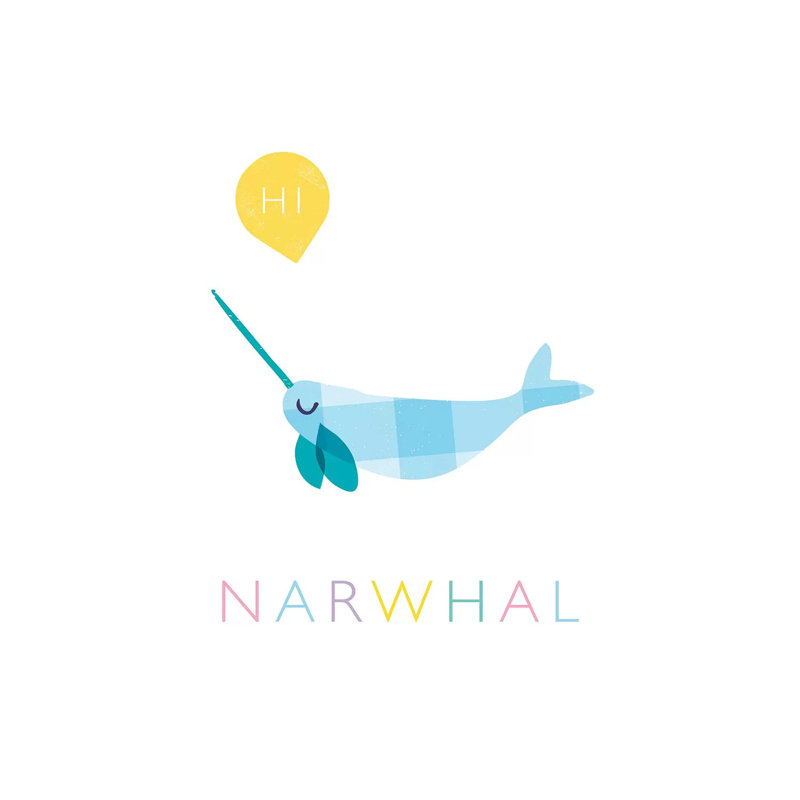 Narwhal by PaperPaintPixels - Wrapped Canvas Print, 20.32 cm H x 30.48 cm W