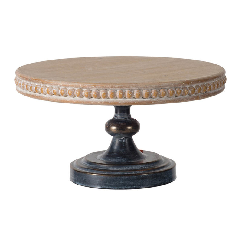 D14x7.5" Wooden Display Stand With Beaded Trim