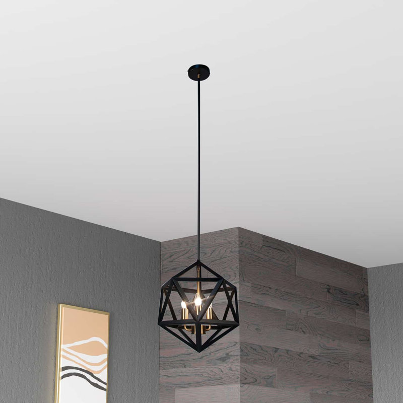 Addison 3 - Light Dimmable Geometric Chandelier, Antique Brass