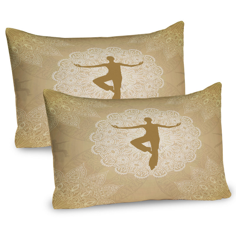 Ensemble de 2 taies décoratives de yoga Ambesonne pour homme Mandala sable et brun, H 20 po x l 26 po