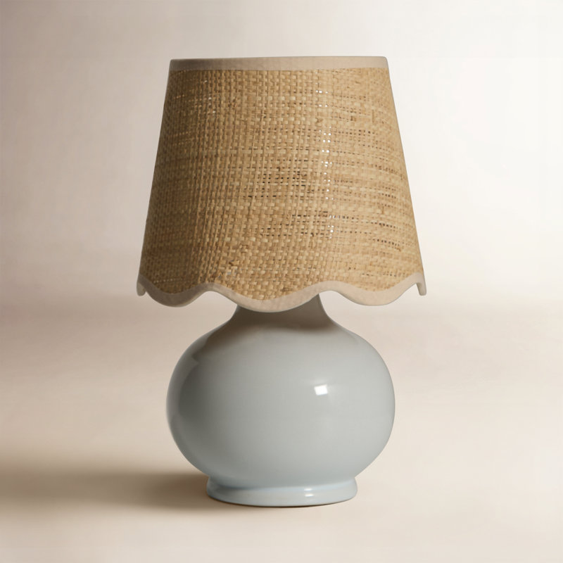Momsen Scallop Shade Lamp, 12.75" H x 8.25" W x 8.25" D, Beige, Natural