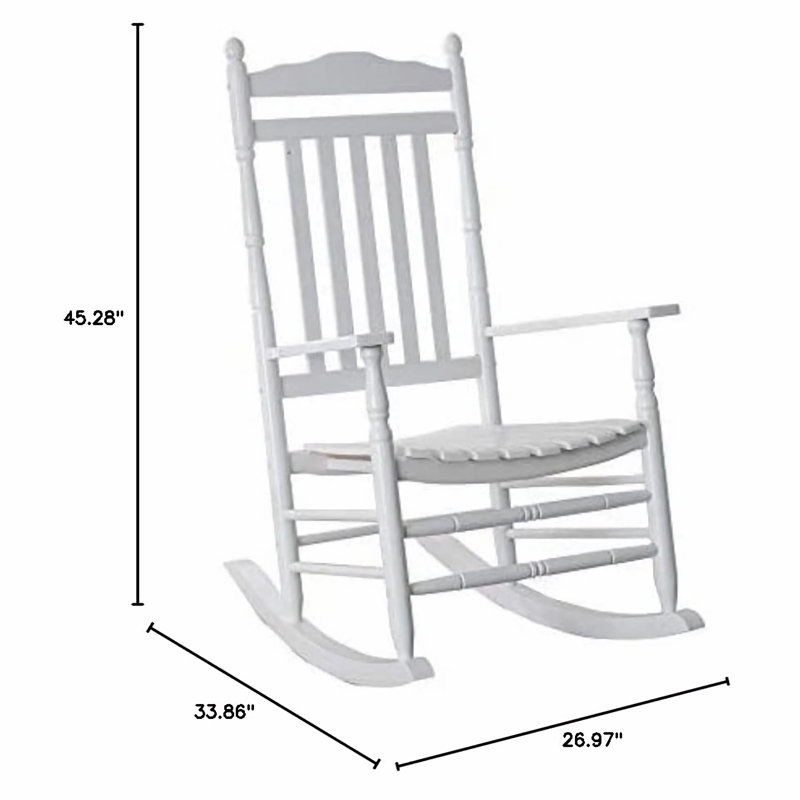 Chaise berçante d'extérieur en bois massif, Blanc