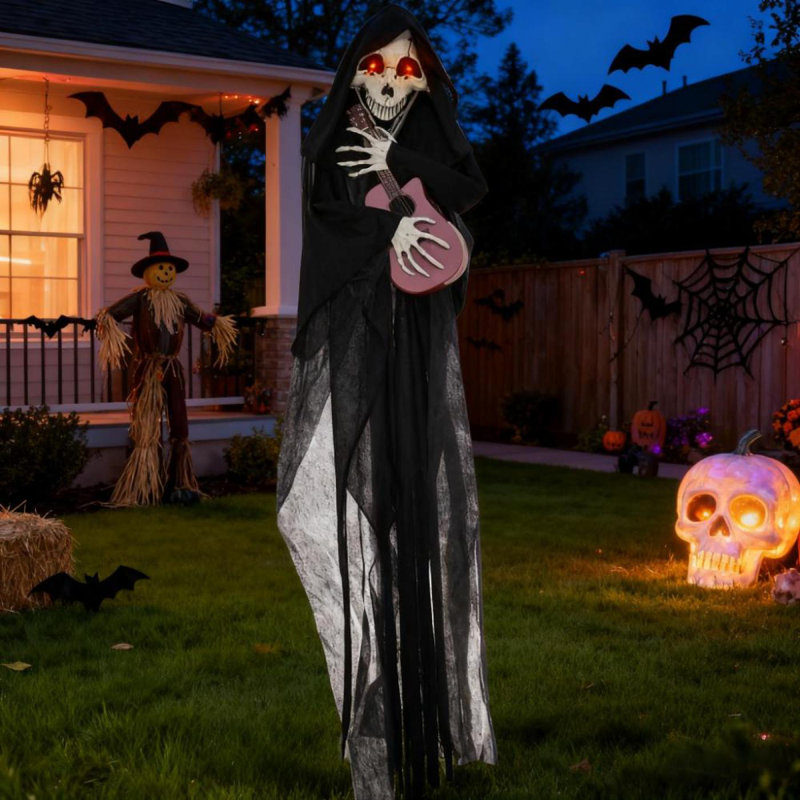Décoration d'Halloween pour l'extérieur, jeu de guitare Grim Reaper, décoration d'Halloween pour l'extérieur