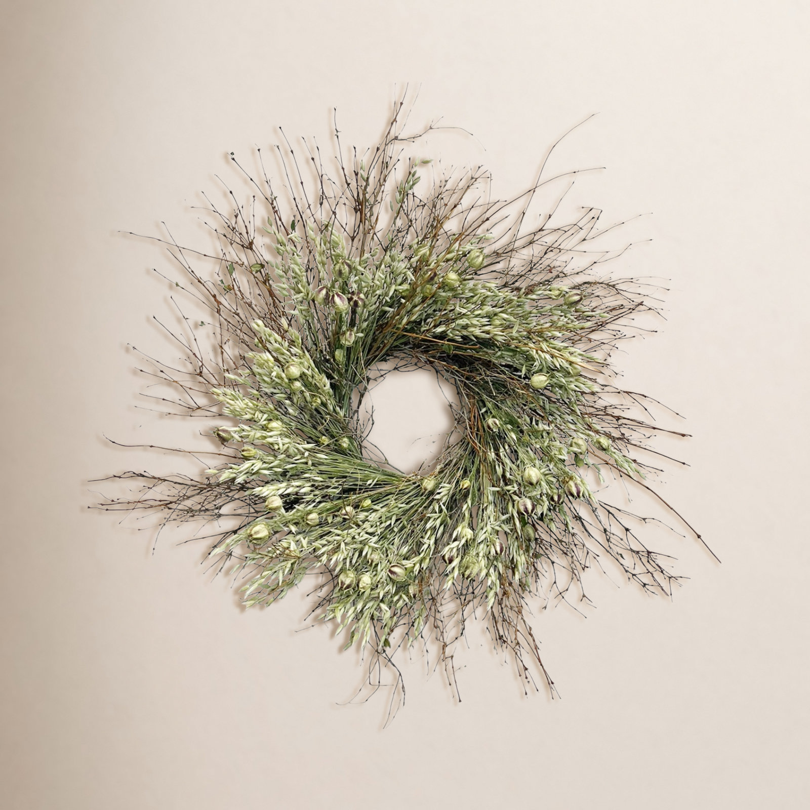 Dried Twigs and Avena 22" Fall Wreath