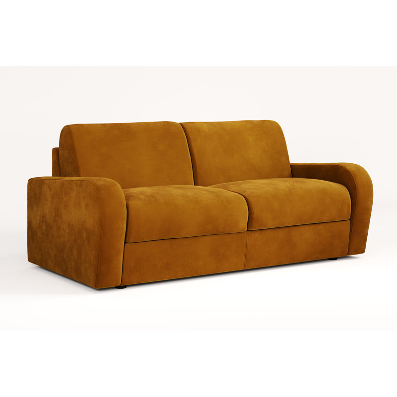 Jay-Be® Deco Sofa Bed with e-Sprung™ Mattress - Three seater - Luxe Velvet, 81cm H x 196cm W x 100cm D, Saffron