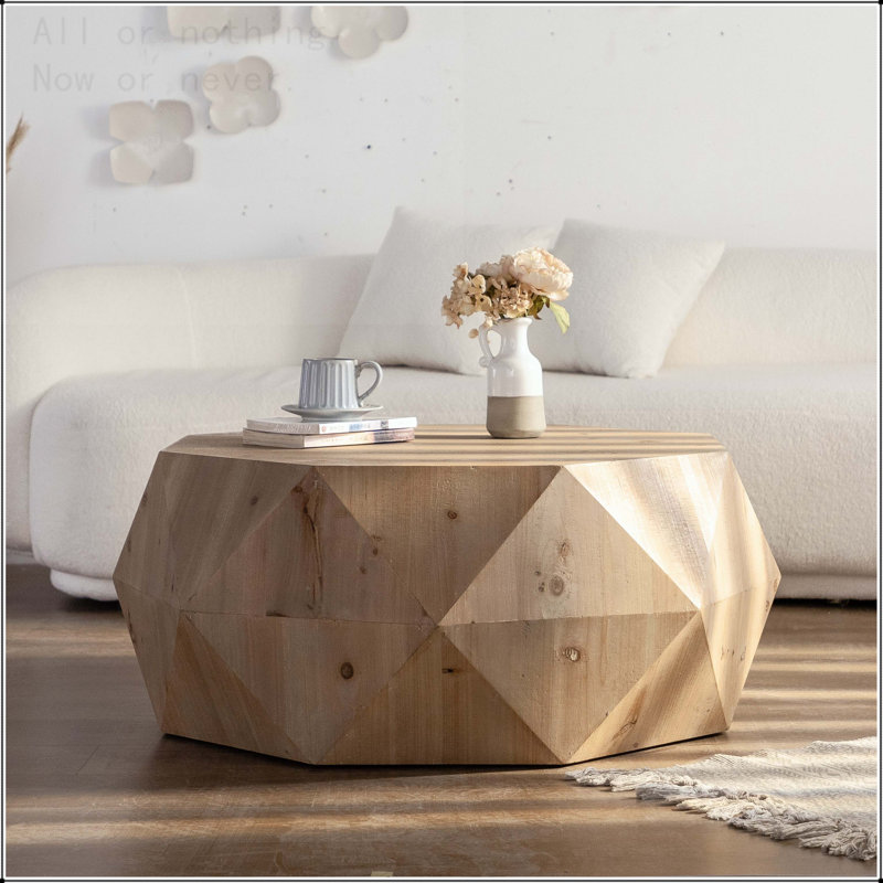 Table basse American Retro avec motif en relief 3D, Naturel, L 38,58 po
