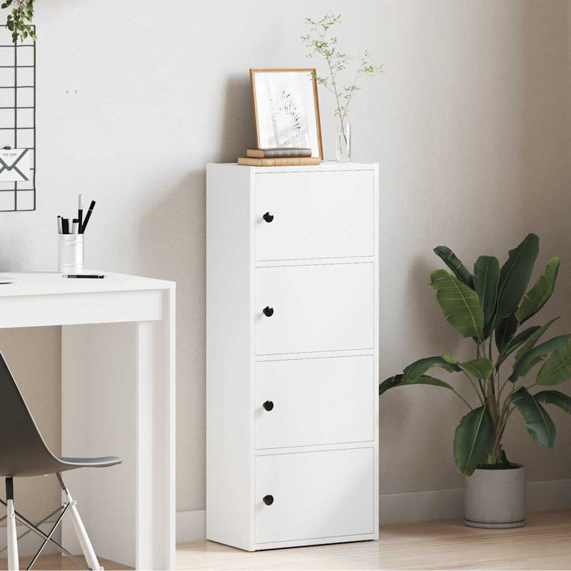 Shanetra 40cm W Bookcase, (4 Shelves) 102cmH x 40cmW x 24cmD, White