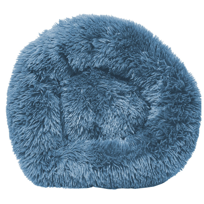 Lit pour chien arrondi moelleux et moelleux de haute qualité Pet Life, Bleu, H 6,69 po x l 19,68 po