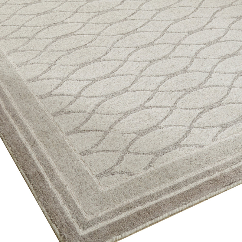 Tapis Annable, motif treillis, touffeté à la main, laine grise 8 x 10