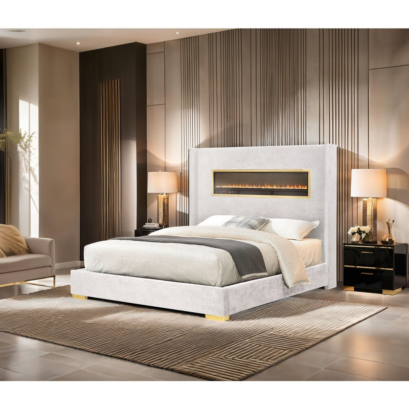 Magnifique meuble de chambre rembourré en tissu de très grande taille de style oriental de couleur blanche 1pc