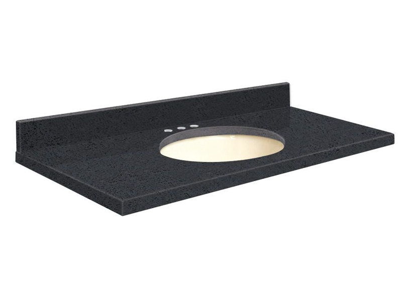 Dessus de salle de bain simple 49 po meuble-lavabo, Biscuit, Central de 4 po, Luxe noir