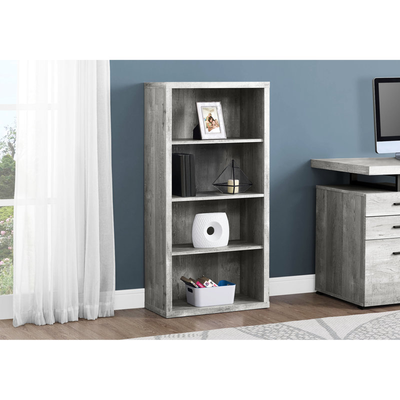 Contemporary Bookcase, 5 Tier, Grey, 48"H, For Display And Storage Tier Bookcase In Design With Ample Office Bedroom