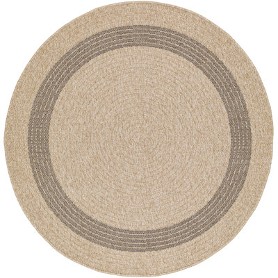 Stockett RoundBoho Jute-Look Beige Brown Area Rug